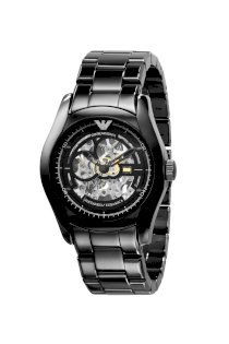 Đồng hồ Emporio Armani Watch, Men's Automatic Skeleton Black Ceramic Bracelet AR1414