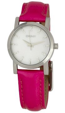 DKNY Women's NY4795 Color Bar Pink Leather Strap Watch