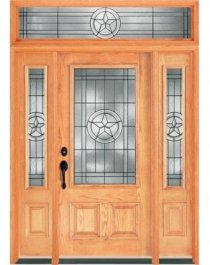 Cửa chính gỗ Sồi Mỹ (Oak Wood Door) 3 cánh MS 018