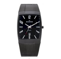 Skagen Men's 851LTBB Skagen Denmark Black Titanium Rectangle Watch