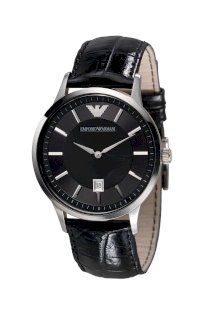 Đồng hồ Emporio Armani Watch, Men's Black Leather Strap AR2411