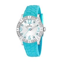 Festina Women's F16541/6 Blue Polyurethane Quartz Watch with Silver Dial
