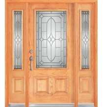Cửa chính gỗ Sồi Mỹ (Oak Wood Door) 3 cánh MS 012