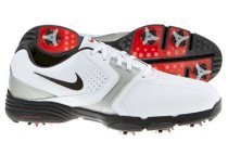 Nike Men's Lunar Saddle Golf Shoes - White/Metallic Silver/Challenge Red/Metallic Dark Gray