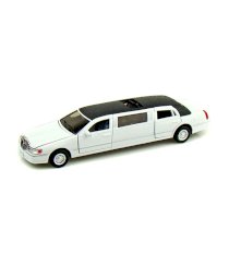 Kinsmart Diecast 1:38 Scale 1999 Lincoln Town Car Stretch Limousine White