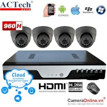 Trọn bộ 4 Camera Actech 960H (4 RDBSHE + 9214VH)