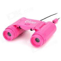 Plastic 2.5X Magnification Binocular Telescope Toy w/ Strap - Deep Pink (40cm)