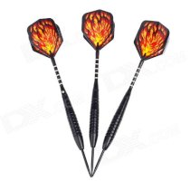 013 Flame Pattern Sharp Tungsten-plated Iron Plastic Darts for Dart Games - Black (3 PCS)