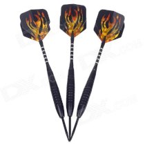 Cool Laser Style Flame Pattern Sharp Tungsten-plated Iron Hard Darts - Black + Golden (3 PCS)