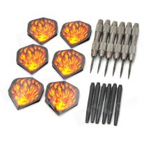 Flame Pattern Electronic Tungsten-Plated Iron + Plastic Darts - Silver + Black (6 PCS)