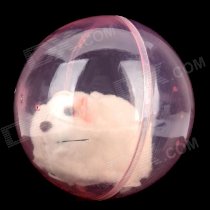Cute Funny Imitation Hamster Plush Toy Rolling Ball - White + Pink (2 x AAA)