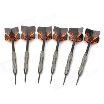 Flame Pattern Electronic Tungsten-Plated Iron + Plastic Darts - Silver + Black (6 PCS)