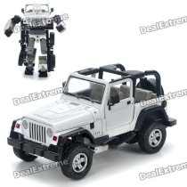 Transformable Car Vehicle to Robot Figure Toys - Jeep (White + Black)