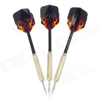 03 Flame Pattern Sharp Copper-plated Iron Plastic Darts - Black + Silver + Flame (3 PCS)