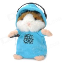 DJ Hamster w/ Headphone Style Electronic Plush Talking / Moving Toy - Blue + Brown + White