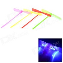 Plastic Bamboo-copter Bamboo Dragonfly Toy w/ LED Light - Red + Yellow + Green + Pink (4 PCS)