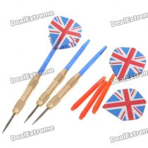 6025 Professional Sharp Metal Darts Set - Gold + Blue + Red (3-Piece Set)