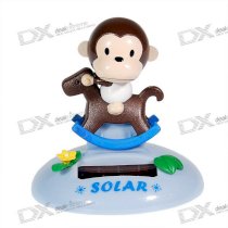 Monkey-On-Hobbyhorse Solar Power Shaking Desktop Toy (Multicolor)