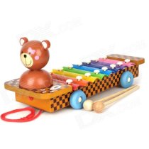 Cute Little Bear Style Hand Knock Glockenspiel Xylophone 8 Notes Musical Instrument Toy