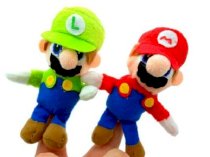 Super Mario Brothers Plush Mario Luigi Finger Puppets with Free Mario Patch