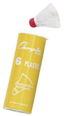 Champion Plastic Outdoor Shuttlecock 6 Per Tube White With Red Rubber Base 6 Pack
