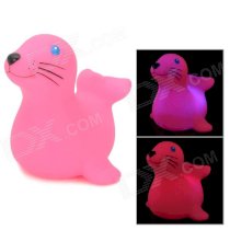 2074 Cute Children Bathing Funny LED Flashing Sea Lion Toy - Pink (2 x LR626)