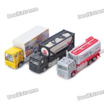 Creative Die Cast Container Car Model Toys - Red + Black + Yellow (3-Piece Set)