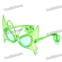 Stylish 10-LED 3-Mode Plastic Butterfly Glasses - Green (3 x LR44)