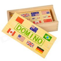 National Flags Pattern Wooden Solitaire Chips Toy - Multicolored