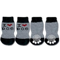 Doggy Socks - Grey & Black I Love Dog