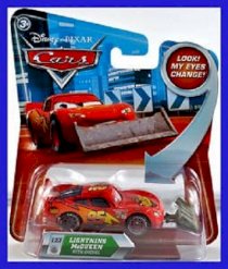 Disney / Pixar Cars Movie 1:55 Scale Die Cast Car with Lenticular Eyes Lightning McQueen with Shovel Mattel