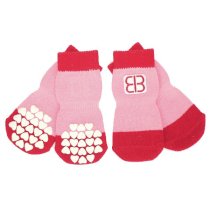Home Comfort Traction Control Dog Socks - Pink & Red