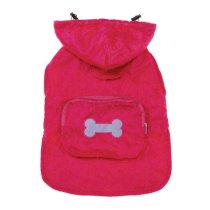 Fleece-Lined Stowaway Dog Rain Jacket - Pink