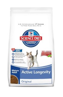 Hill's Science Diet Mature Adult Active Longevity Original Dry Cat Food, 17.5-Pound Bag