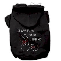 Snowman's Best Friend Rhinestone Dog Hoodie - Black