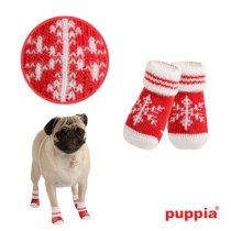 Snowflake Dog Socks by Puppia - Red
