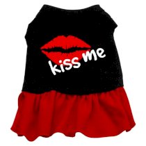 Kiss Me Dog Dress - Black with Red Skirt