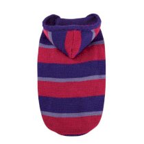 Striped Knit Dog Hoodie - Tomato Red