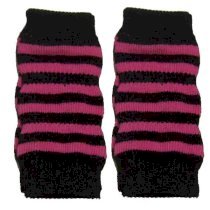 Striped Dog Leg Warmers - Pink and Black