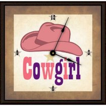 Green Leaf Art Cowgirl Hat 11" Art Wall Clock