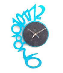 Sai Enterprises Blue And Black Mdf Wood Long Glitter Wall Clock