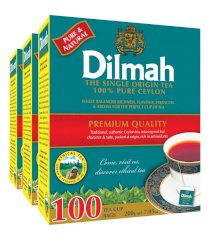 Dilmah Premium 100% Pure Ceylon Tea, 100-Count Tea Bags (Pack of 3)