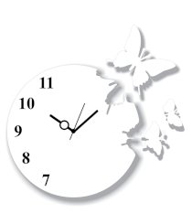 Sai Enterprises White Mdf Wood Butterfly Design Wall Clock