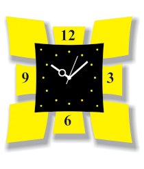 Sai Enterprises Yellow And Black Mdf Wood Trendy Shield Style Wall Clock