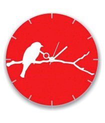 Sai Enterprises Red Mdf Wood Bird Wall Clock