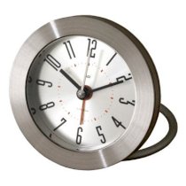 Bai Design Diecast Round Travel Alarm Clock with Bold Arabic Numerals