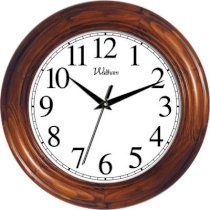 Ashton Sutton 12" Round Quartz Analog Solid Wood Case Wall Clock