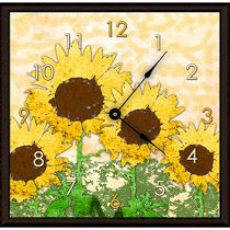 Green Leaf Art Sunflowers 11" Art Wall Clock