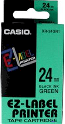 Nhãn in Casio XR-24GN1 (chữ đen nền xanh lá 24mm)