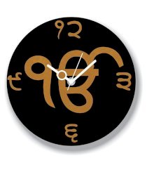 Sai Enterprises Black And Yellow Mdf Wood Om Wall Clock